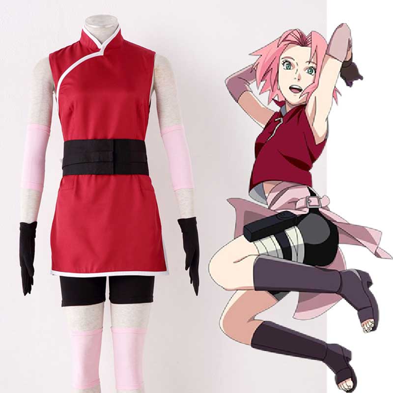 anime naruto haruno sakura Disfraz Cosplay Vestido para niños adultos