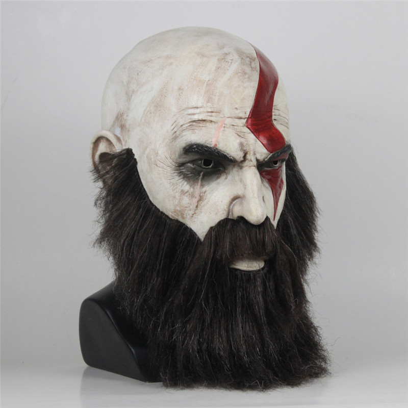 juego dios de la guerra 4 máscara con barba cosplay kratos horror máscaras máscaras casco Halloween Scary Party Props Dropshipping