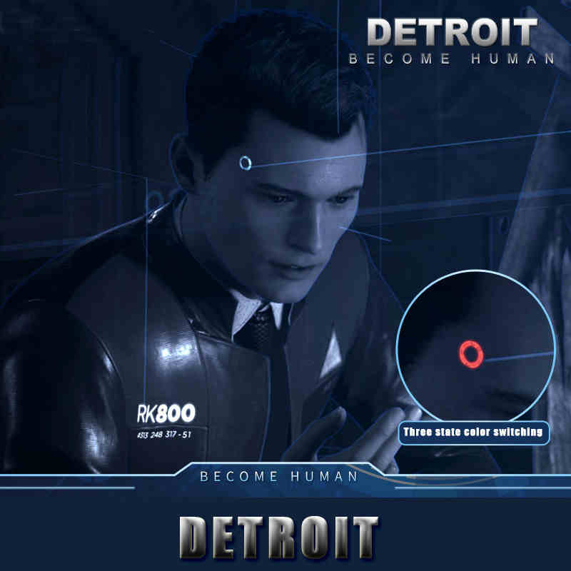 Detroit: Conviértete en la cabeza de la cabeza del círculo del anillo humano Lámpara LED de LED de la cabeza de Cosplay Connor RK800