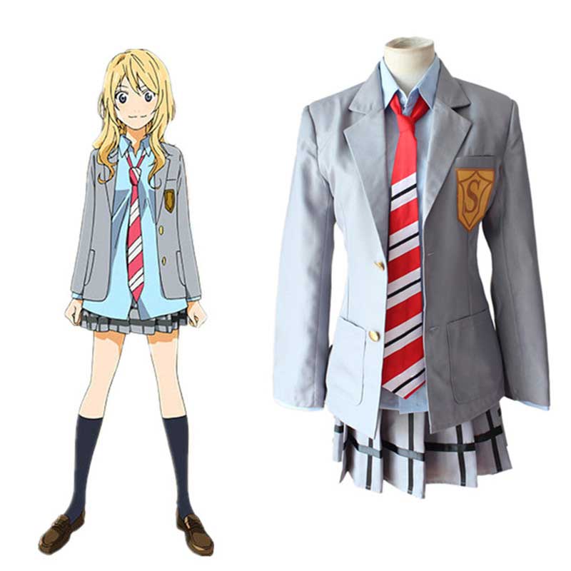 kimi no uso su mentira en el vestido uniforme de abril Kaori Miyazono Cosplay Costu yo