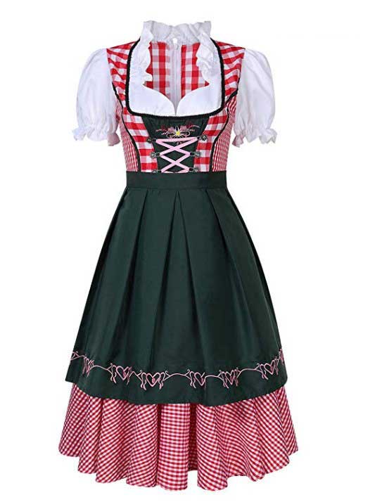 Oktoberfestde la mujer Fraulein Green Disfraz Bávaro Barra doncella C Ostume