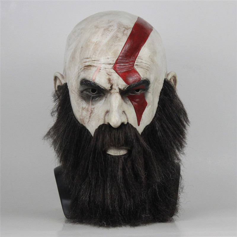 juego dios de la guerra 4 máscara con barba cosplay kratos horror máscaras máscaras casco Halloween Scary Party Props Dropshipping