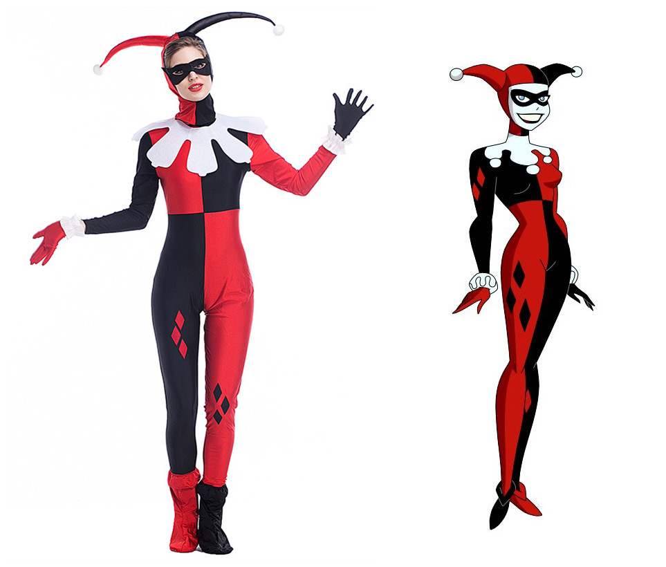 dc cómics suicide squad harley quinn mono traje negro y rojo