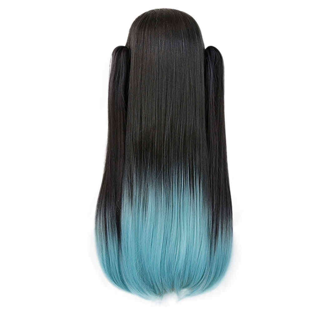 Demon Slayer Kimetsu no Yaiba niebla Hashira Muichiro TokitoBlack azul recta larga peluca de pelo sintético Kizuki