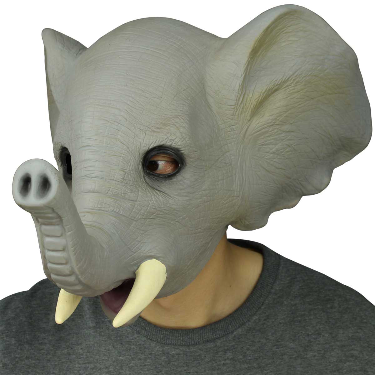 Deluxe novedad de látex de látex de látex del elefante máscara de la cabeza Halloween Cosplay Masquerade Party Props Decoraciones Gray