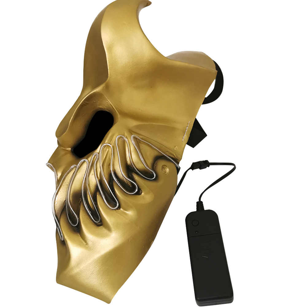 Mascarilla de demonio para la máscara de la máscara de Darkness Demolisher Máscara LED LED encender Halloween Scary-T