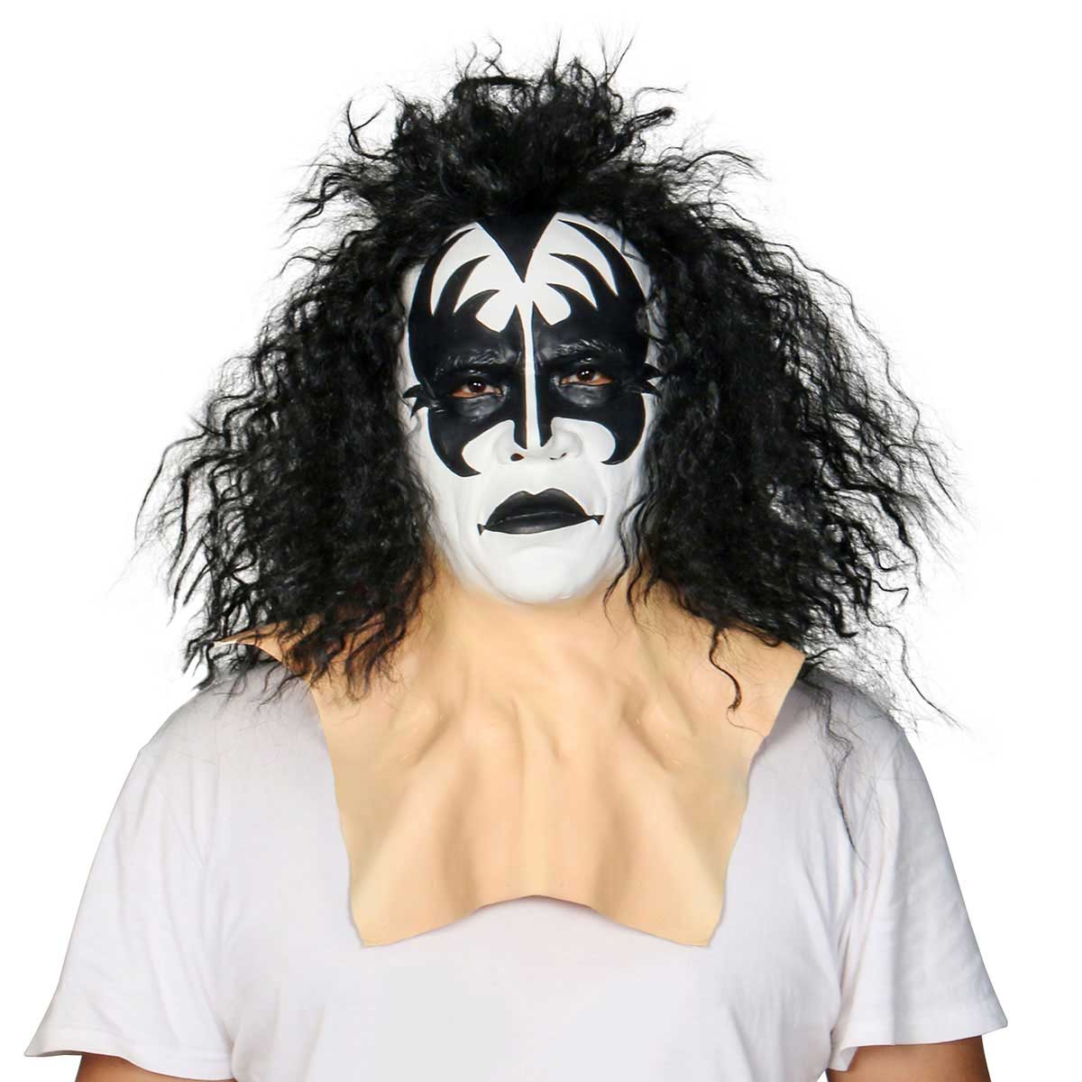 Kiss gene Simmons Demon látex máscara de Halloween peluca Carnival Masquerade accesorio Prop