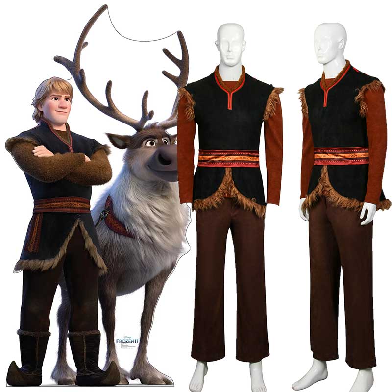 disney frozen 2 adultos Kristoff Jorgman disfraces de Halloween Cosplay Abrigo de suéter pantalones