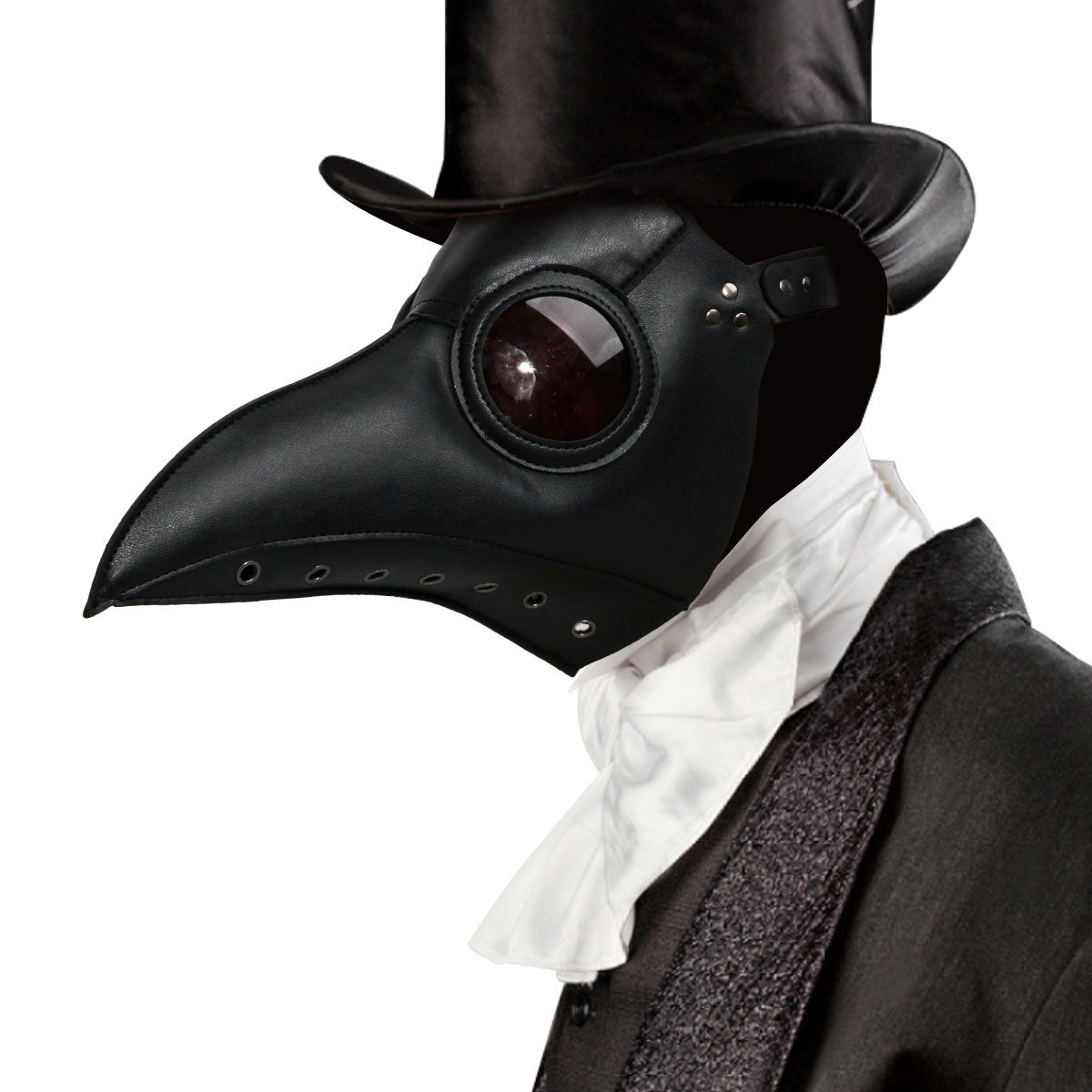 Deluxe Negro Muerte Doctor de la plaga aves de pico largo pico de imitación de piel de la máscara
