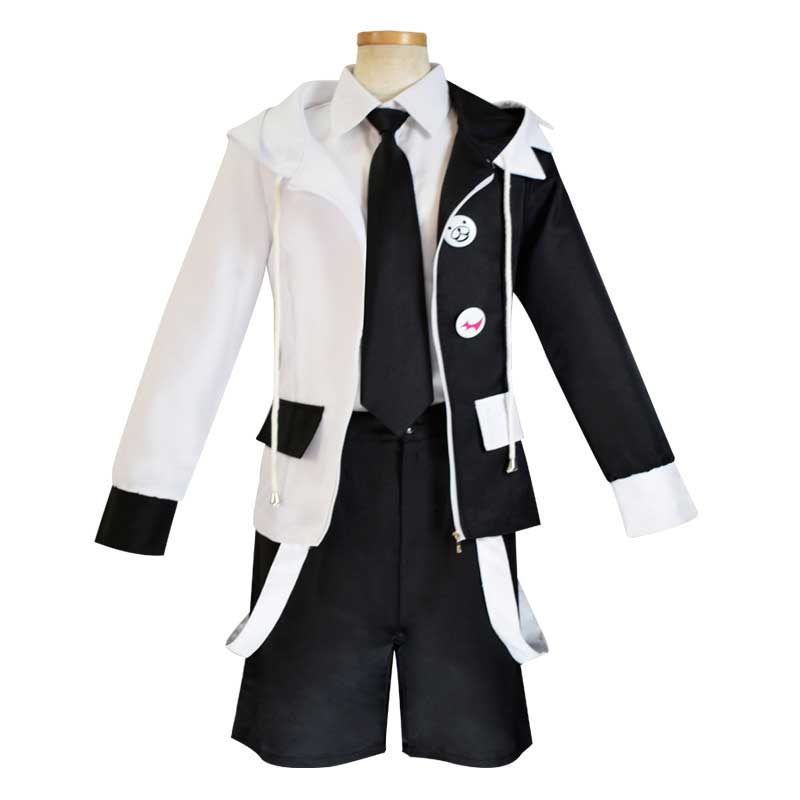 Monokuma Men Cosplay Costume DangAnronpa: Disparador Happy Hapoc Outcoat Tie Tie Shorts Camisa Medallas