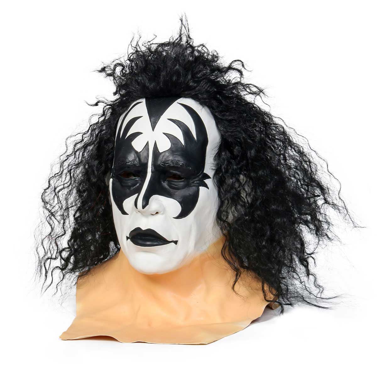 Kiss Gene Simmons Demon Demon Latex Mask Halloween Carnival peluca Cosplay Masquerade accesorio Prop