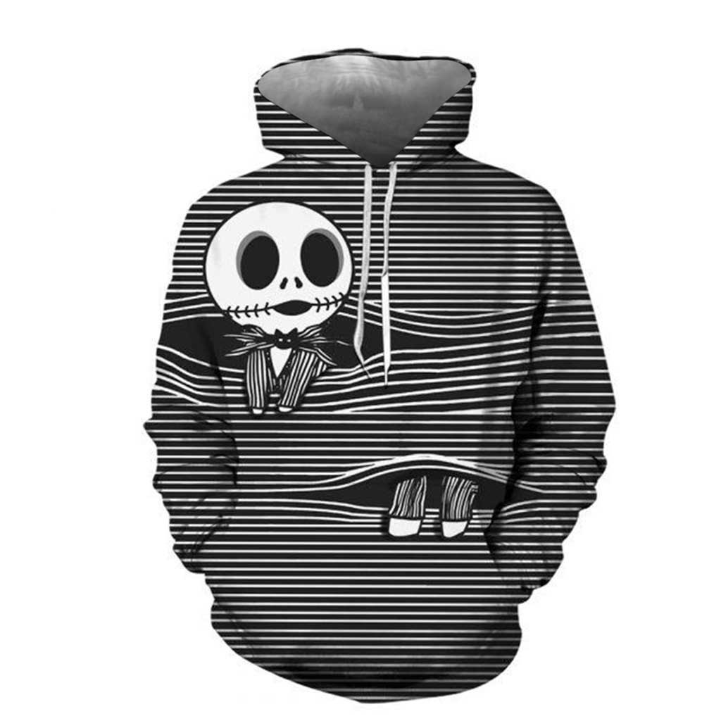 La pesadilla antes de Navidad Jack The Skeleton 3D Imprimir Sudaderas con capucha Pullover Chaqueta