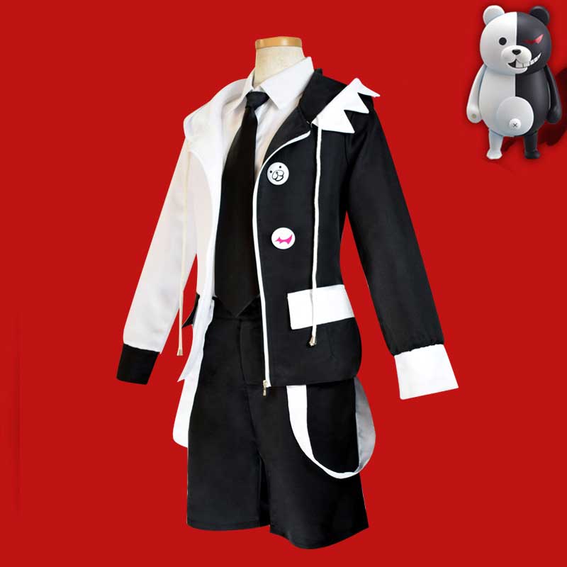 Monokuma Hombres Cosplay Costume DangAnronpa: Trigger Happy Havoc Outcoat Sports Shorts Camisa Medallas