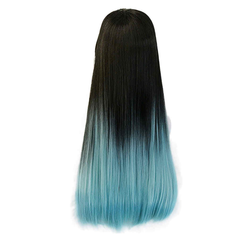 Demon Slayer Kimetsu No Yaiba Mist Hashira Muichiro TokitoBlack Blue Long recta Cosplay Wig Kizuki Synthetic Hair-