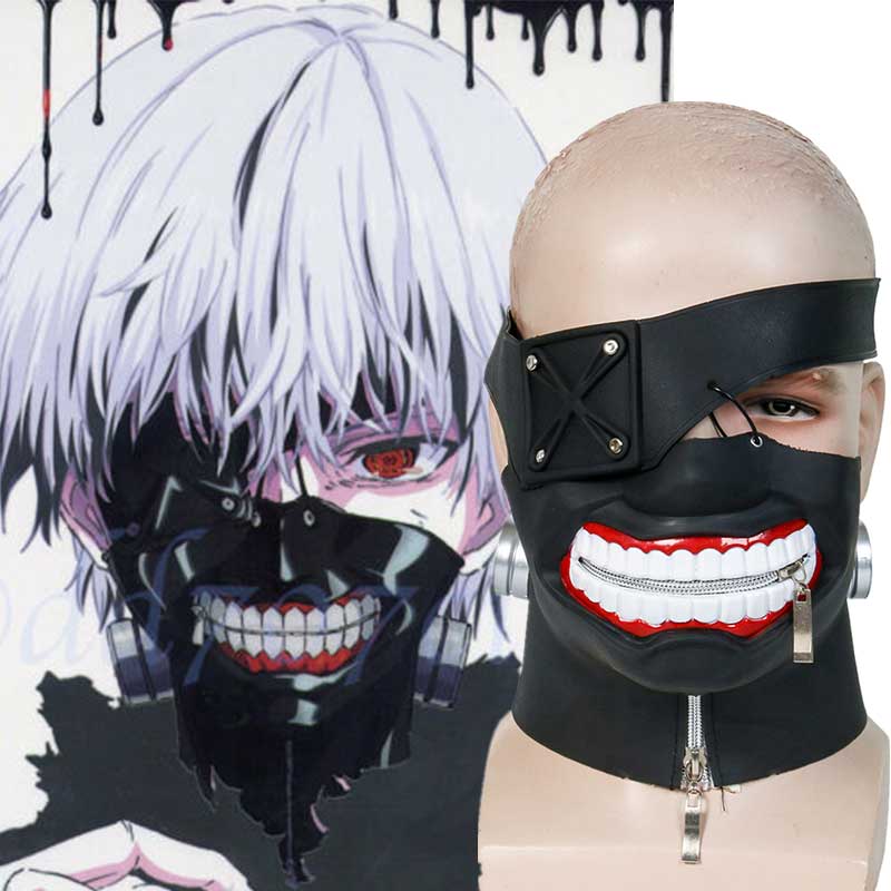 anime tokyo ghoul 2 kaneki ken mascarillas de cara latex cremallera ajustable mascaras frescas de Halloween party props