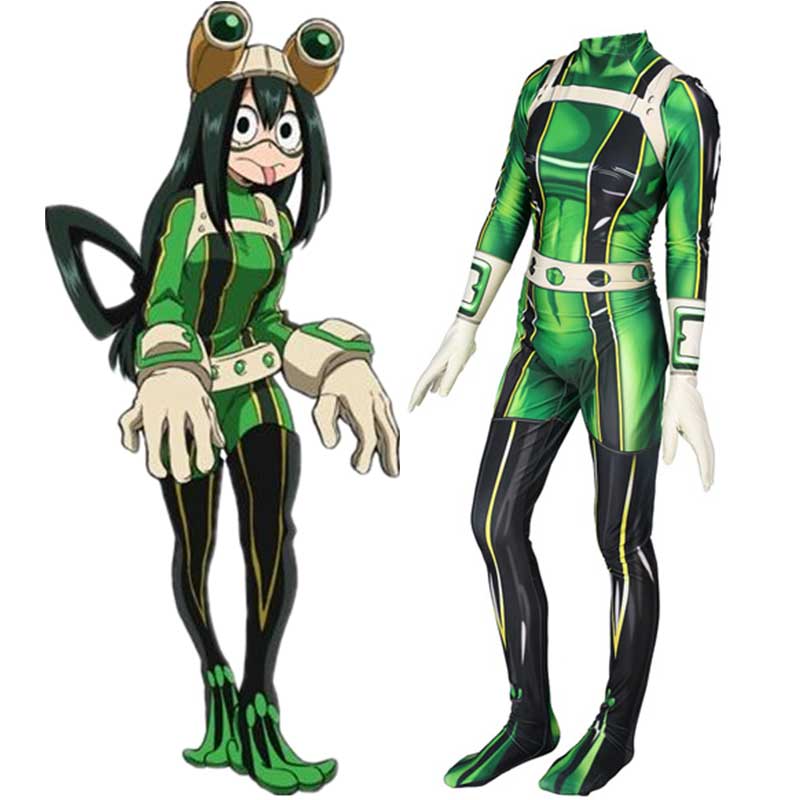 mi héroe académico boku no héroe akademia tsuyu asui battle traje cosplay traje