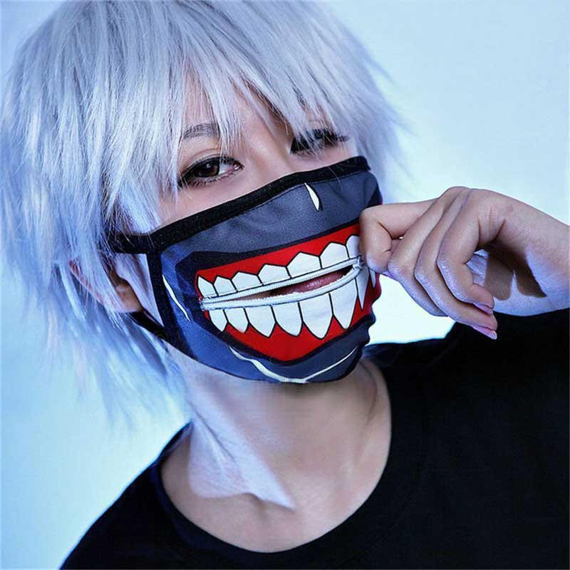 kaneki ken mascarillas de cara con máscaras con cremallera Anti-polvo Anime Tokyo Ghoul Cosplay máscara
